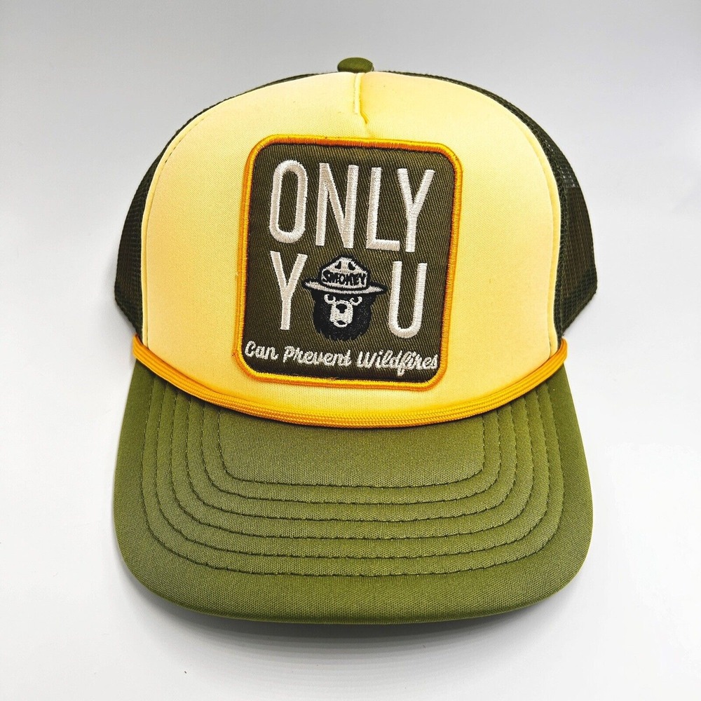 Smokey Bear Hat Trucker Cap Only‎ You Can Prevent Wildfires Olive Green